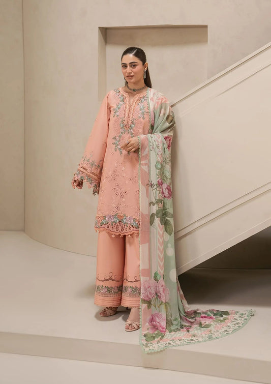 E CRAFT - Chickenkari Lawn With Chiffon Dupatta '26 By Elaf