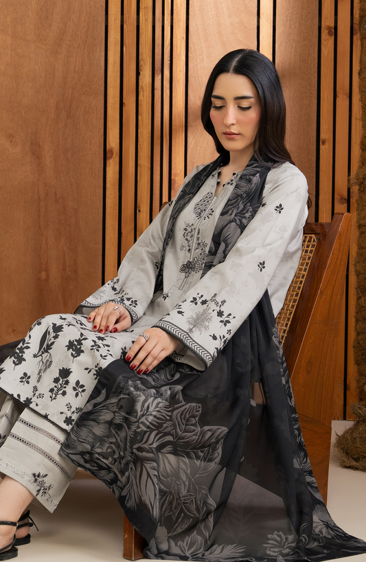 Monochrome - Unstitched Lawn By Seran