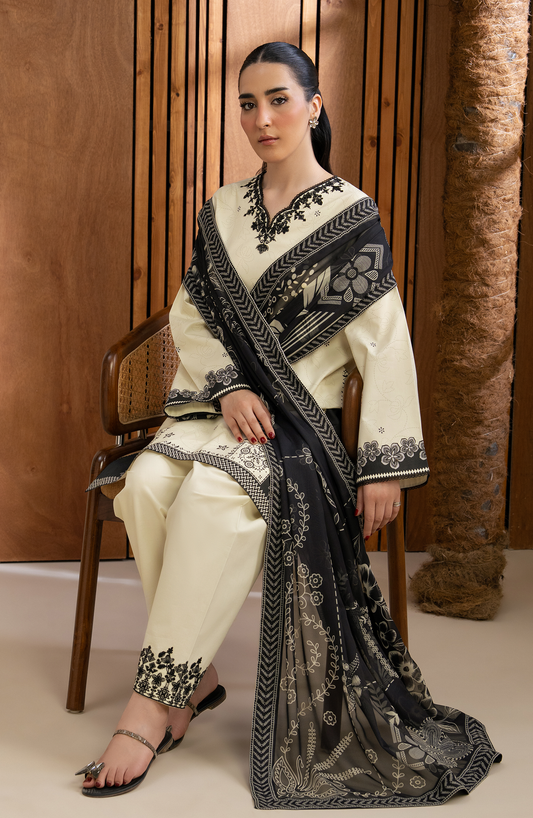 Monochrome - Unstitched Lawn By Seran