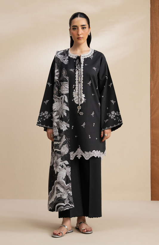 Monochrome - Unstitched Lawn By Seran