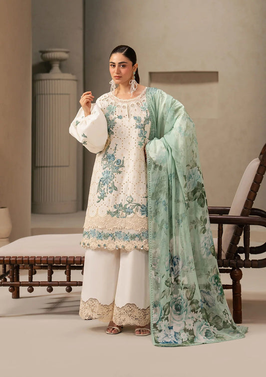 E CRAFT - Chickenkari Lawn With Chiffon Dupatta '26 By Elaf