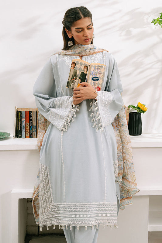 The Monsoon By Cross Stitch - BLUE ILLUSION-3PC EMBROIDERED CAMBRIC SUIT