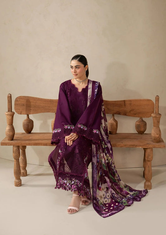 E CRAFT - Chickenkari Lawn With Chiffon Dupatta '26 By Elaf