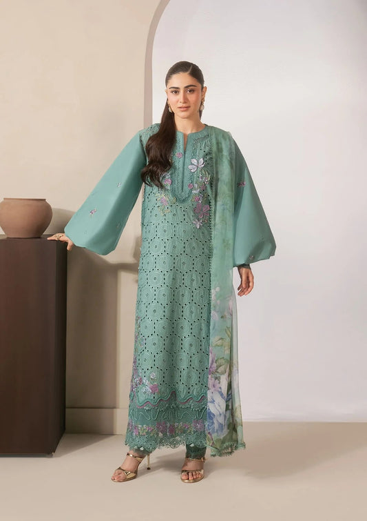 E CRAFT - Chickenkari Lawn With Chiffon Dupatta '26 By Elaf