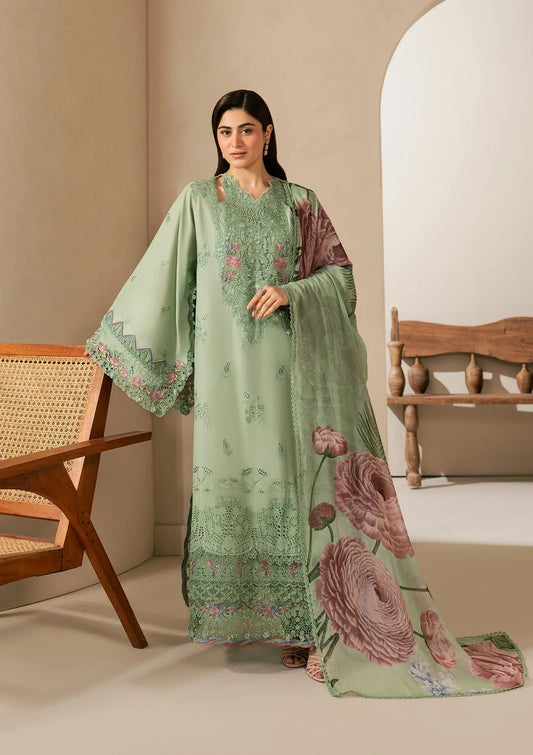 E CRAFT - Chickenkari Lawn With Chiffon Dupatta '26 By Elaf