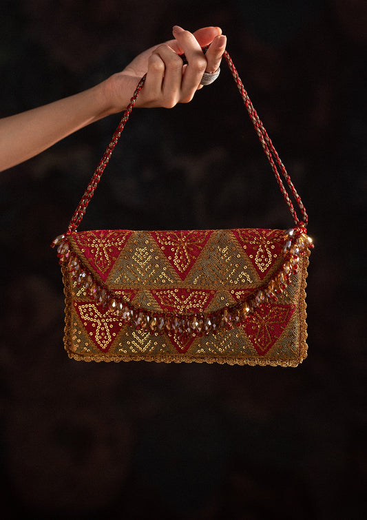 CRIMSON CHATTA PATTI ENVELOPE BAG