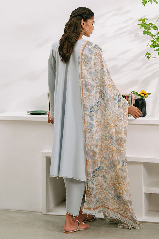 The Monsoon By Cross Stitch - BLUE ILLUSION-3PC EMBROIDERED CAMBRIC SUIT