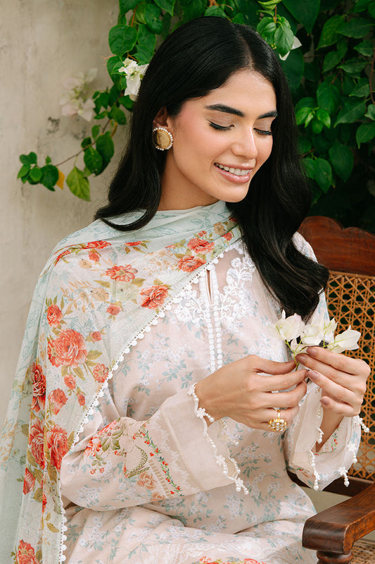 The Monsoon By Cross Stitch - CREAMY SPLASH-3PC PRINTED CAMBRIC SUIT